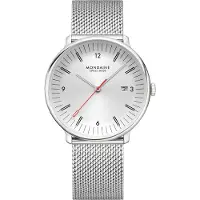 Mondaine Doppio 41mm staal mesh zilver