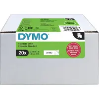 Dymo Labeltape LabelManager D1 polyester 12mmx7m wit op zwart 20 stuks