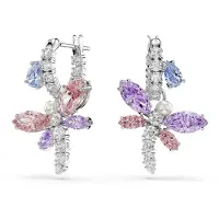Swarovski Oorbellen opaal / lila / pastelrood / zilver