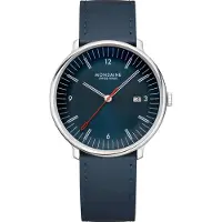 Mondaine Doppio 41mm leer mesh set blauw