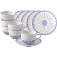 Villeroy & Boch Cappuccinotassen mit Untertassen Fleur Couleur 300 ml Set van 6