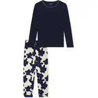 Schiesser Pyjama 'Comfort Nightwear' donkerblauw / offwhite