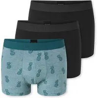 Schiesser Boxershorts ' 95/5 Organic ' groen gemêleerd / zwart