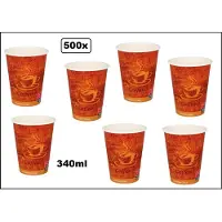 TakeAware 500x Luxe koffie beker karton gold coffee 340ml - Nieuw - XL Beker - Next generation Roer staafjes koffie beker melk suiker hout festival thema feest verjaardag werk lepel