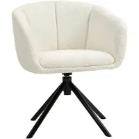 Merax Draaibare Fauteuil Crème Wit – Moderne Loungestoel Met 360° Draaifunctie - Stoffen Bekleding En Metalen Poten – Comfortabele Accentstoel Voor Woonkamer