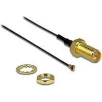 DeLOCK WiFi-antenne Aansluitkabel [1x RPSMA-bus - 1x IPEX-stekker] 0.2 m Grijs