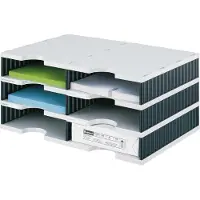 Styro sorteerstation styrodoc Standaard, C4, 3 etages/2 rijen/6 vakken, grijs/zwart