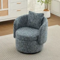 MODFU - Draaifauteuil - 360° Draaibaar Met Verborgen Opbergruimte - Modern Rond Ontwerp - Voor Woonkamer Of Slaapkamer - Chenille - Blauw