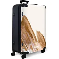 NoBoringSuitcases.com - Koffer groot - Reiskoffer lichtgewicht - Beige met bruin en wit marmer-effect - Rolkoffer met 4 wielen - Grote trolley XL - 98 liter bagage