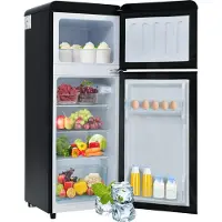 Sweiko Koel-vriescombinatie, Retro koelkast, 105.5*41cm, tweedeurs, 92 liter totaalvolume, met 28 liter vriesvolume, 181 kWh/jaar, -27°C ~13°C, LED-licht [Energieklasse F]