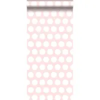 ESTAhome behang stippen wit en licht roze - 53 cm x 10.05 m - 128859