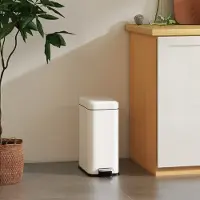 MODFU - Pedaalemmer - Rechthoekig Met Binnenemmer - Compact - Badkamer - Metaal - Wit - 5 L