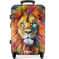 NoBoringSuitcases.com Koffer - Leeuw - Olieverf - Kunst - Dieren - Trolley - Reiskoffer - Lichtgewicht - Grote koffer - 66 cm - TSA slot - 20 kg bagage - 72 liter - Hardcase
