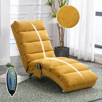 Sweiko Massagefauteuil - Met Afstandsbediening - Elektrische Relaxfauteuil - 5 Modi - Linnen - Geel