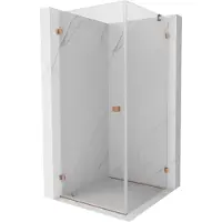 Mexen Lunar-B draaibare douchecabine links 100 x 100 , transparant, geborsteld koper - 832-100-100-65-00-L