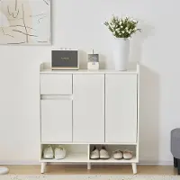 Sweiko Schoenenkast met Verstelbare Planken, Minimalistische Home Organiser, Massief Houten Poten, 90*35*99cm