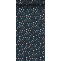 ESTAhome behang bloemetjes donkerblauw, terracotta, groen en wit - 53 cm x 10.05 m - 139359