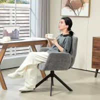 MODFU Draaibare Fauteuil Met Armleuningen - Knopen - Modern - Woonkamer Of Slaapkamer - Polyester - Donkergrijs - 60 x 61 x 88 cm