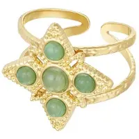 Yehwang YWG - Ring ster met steentjes - Goud kleur/groen