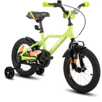 Hiland Stoere Jongensfiets - 16 Inch - Met Zijwieltjes & Standaard - Handrem & Terugtraprem - Groen - Geschikt voor buitenactiviteiten in de lente