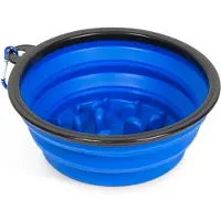Yummie Opvouwbare Slow Feeder Voerbak Hond & Kat – Anti Schrokbak Siliconen – Reis Voerbak – 1000 ml – Blauw [60008BL]