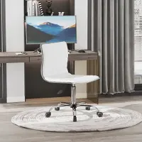 MODFU Werkstoel - In Hoogte Verstelbaar Met Rugleuning - Voor Salon Of Kantoor - Gebonden Leer - Wit - 48 X 52 X 78-90 Cm