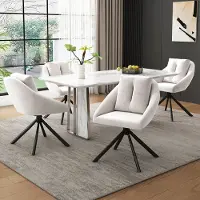 Sweiko Eetkamerstoel - Set van 4 - Velvet - 360° draaibare stoel - Ergonomisch - Beige