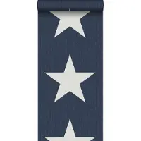 ESTAhome behang sterren op denim jeans stof donkerblauw - 53 cm x 10.05 m - 138978