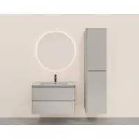 Wiesbaden Onderkast novira 80x48 cm afgeronde hoeken met 2 laden 1 uitsparing mat zand