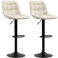 HOMCOM barkruk - polyester - beige - verstelbar - 53x47x96-117 cm