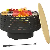 Outsunny Vuurkorf Metaal, Roestvrij staal Diameter 60 x 39H cm Koolgrijs