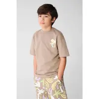 Shoeby T-shirt met backprint taupe Bruin Jongens Katoen Ronde hals Backprint - maat 122/128