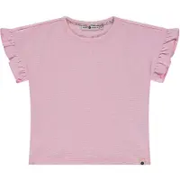 Stains & Stories T-shirt met textuur roze Meisjes Katoen Ronde hals Effen - maat 122