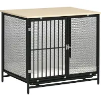 PawHut Paws hondenkooi, dierenkooi met tafelblad, hondenhok, kennel, binnen