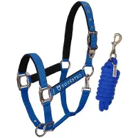 Equestro Shiny Fittings Halster En Halstertouw Blauw Full
