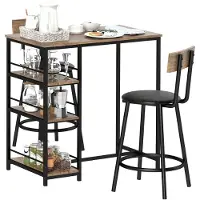 HOMCOM -Bartisch Set-Stahl, MDF-90L x 50B x 90,5H cm-Eiche