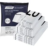 Luvego Vacuumzakken voor op Reis - Vacuumzakken voor Kleding - Roll-Up - 8 Vacuüm Handrolzakken