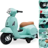 Sun baby Vespa Elektrische Kinderscooter, kindermotorfiets 18-36 maanden 2,5 km/u Rijtijd 45 minuten (Munt)