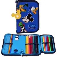 Sarcia.eu Mickey Mouse - Etui met dubbele klep en accessoires, met een sleutelhanger