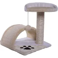 Lionto Krabpaal kat compact, met krabboog & speelbal 43 cm beige/wit