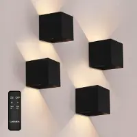 LEDVION - 4x Oplaadbare USB Wandlamp Zwart - Bewegingssensor - 2700K - 150 Lumen - IP44 - Aluminium - 1300mAh
