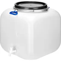 Garronda 100l Kunststof Trommel Met Deksel – Regenton met Kraan - Vat - HDPE - Voedselvat - Tuin Hobbock – Wit - GD-STE-BarrelPR