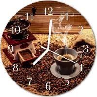 Tulup Wandklok - Koffiebonen Decoratieve Glazen Klok - 30fi cm - Bruin Glazen Wandklok Design - Witte Handen - Ronde Wandklok - Decoratieve Glazen Klok - Glazen Wandklok Design