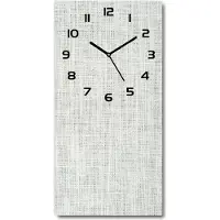 Tulup Wandklok - Wit linnen canvas Wandklok Glas Decoratie - 30x60 cm - Wit Gekleurde Glazen Klok - Zwarte handen - Rechthoekige Klok - Klok Glas Met Opdruk - Moderne Wandklok Glas