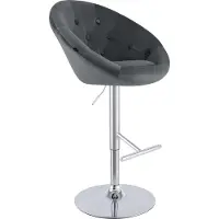 CLP London Barkruk - met rugleuning - draaibaar - verstelbaar - metalen frame - velvet - fluweel - chroom/donkergrijs