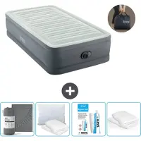 Intex Luchtbed - 1-Persoons - 99 x 191 x 46 cm - Grijs - Inclusief pomp - Hoeslaken - Kussen - Reparatieset en Kussenbeschermer