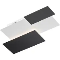 Wofi Wandlamp eetkamerlamp gesatineerd glas wandlamp zwart wit design lamp, metaal, LED 17,5 W 2100 lm, LxBxH 53x33x6,5 cm, 4827.03.44.9000
