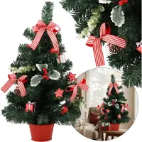Sarcia.eu KLEINE Kunstkerstboom, rood met hulst in pot, VERSIERD 60 cm