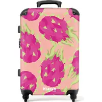 NoBoringSuitcases.com - Koffer groot - Rolkoffer lichtgewicht - Oranje met dragonfruit - Reiskoffer met 4 wielen - Grote trolley XL - 20 kg bagage