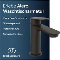 Ideal standard Alero wastafelkraan, push-open afvoer, waterbesparend – Matzwart